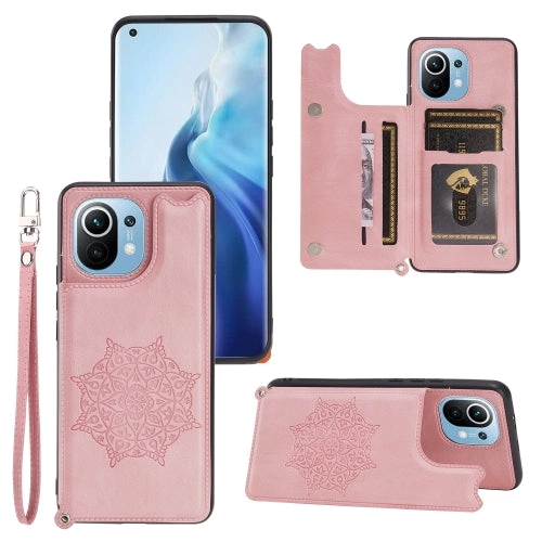 For Xiaomi Mi 11 Mandala Embossed PU   TPU Magnetic Case with Card Slots  Holder