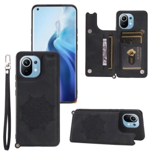 For Xiaomi Mi 11 Mandala Embossed PU   TPU Magnetic Case with Card Slots  Holder
