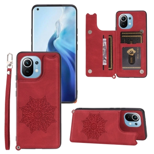 For Xiaomi Mi 11 Mandala Embossed PU   TPU Magnetic Case with Card Slots  Holder