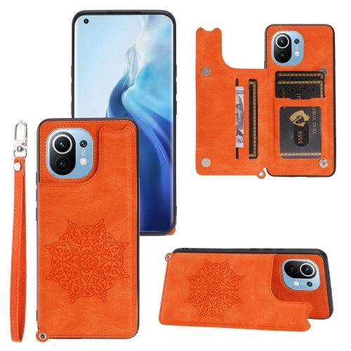 For Xiaomi Mi 11 Mandala Embossed PU   TPU Magnetic Case with Card Slots  Holder