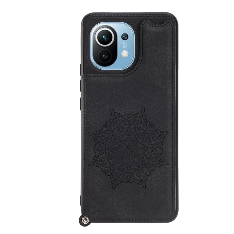 For Xiaomi Mi 11 Mandala Embossed PU   TPU Magnetic Case with Card Slots  Holder