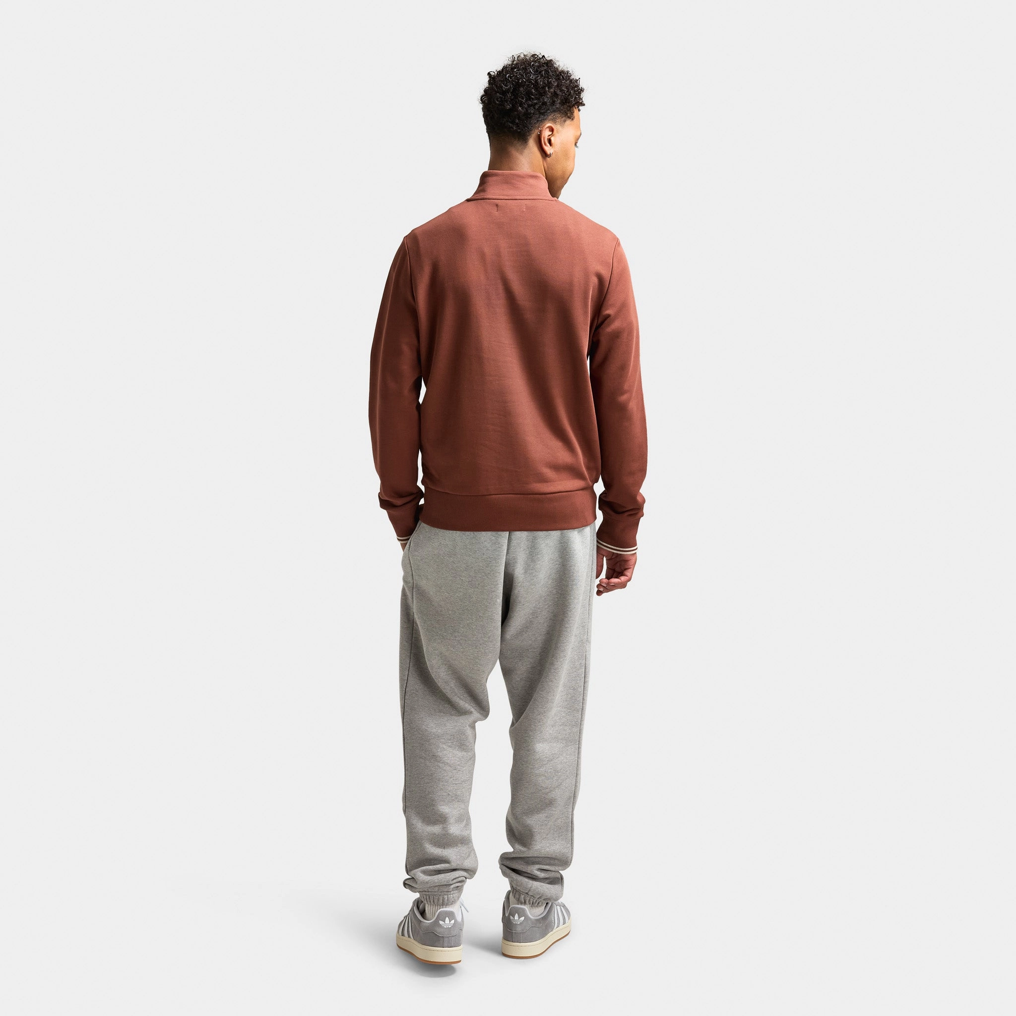 Fred Perry Half Zip Sweatshirt Whiskey Brown / Porridge Marl