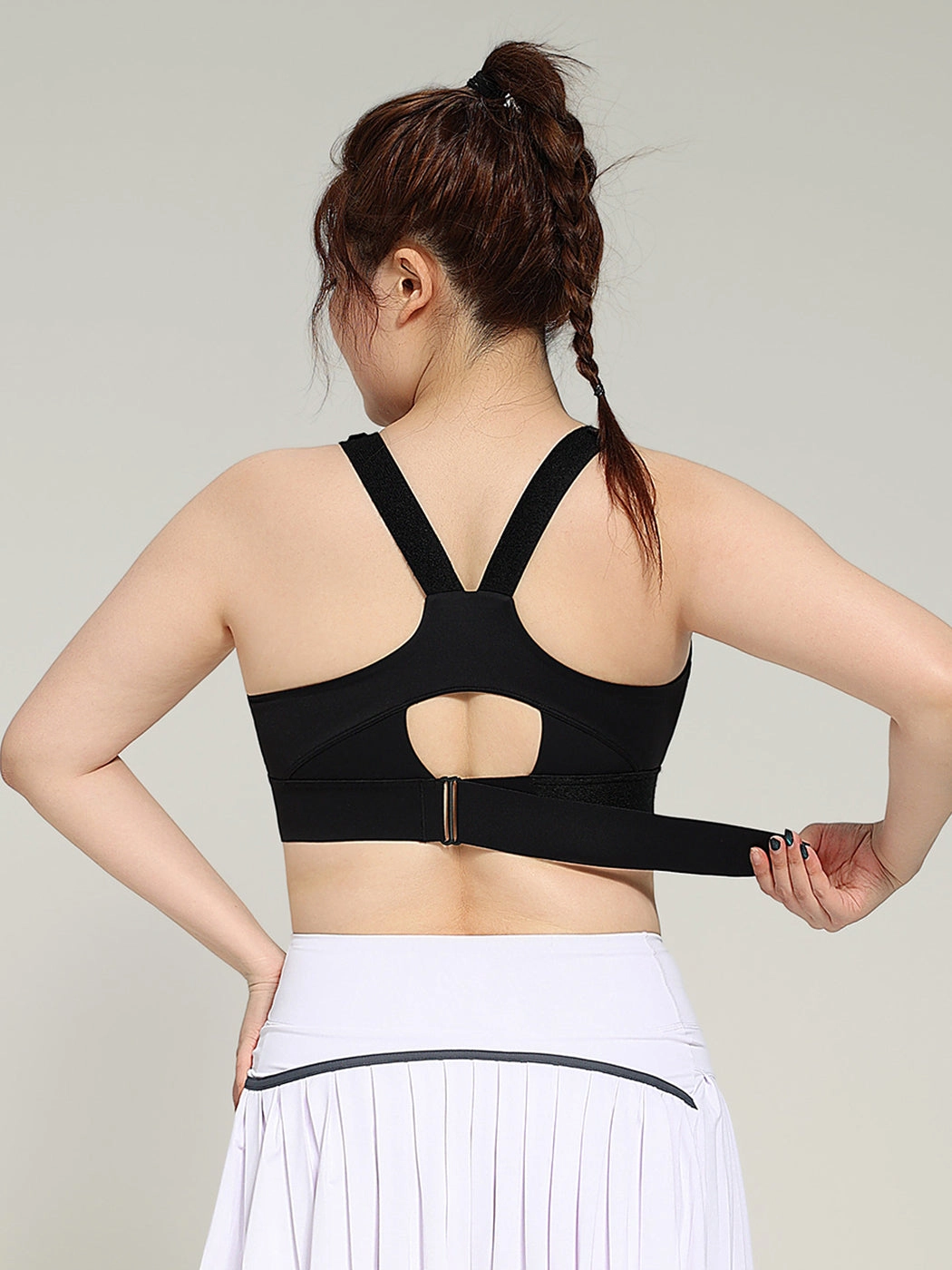 Front Zipper High-Impact Running Sports Bra with Velcro