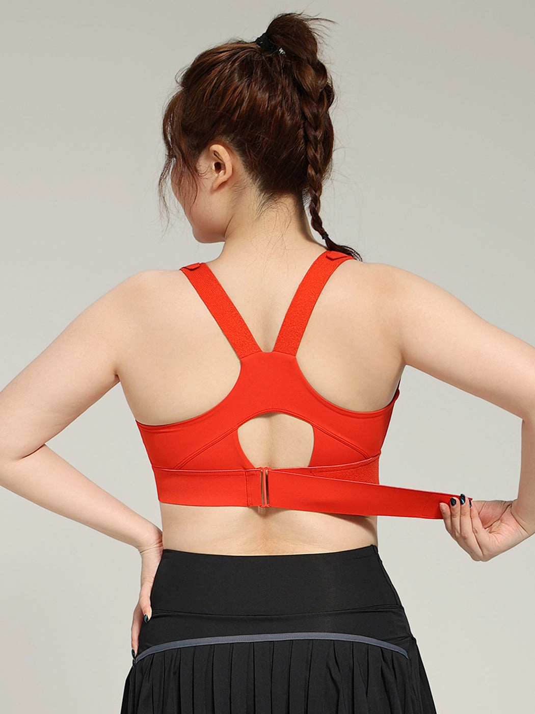Front Zipper High-Impact Running Sports Bra with Velcro