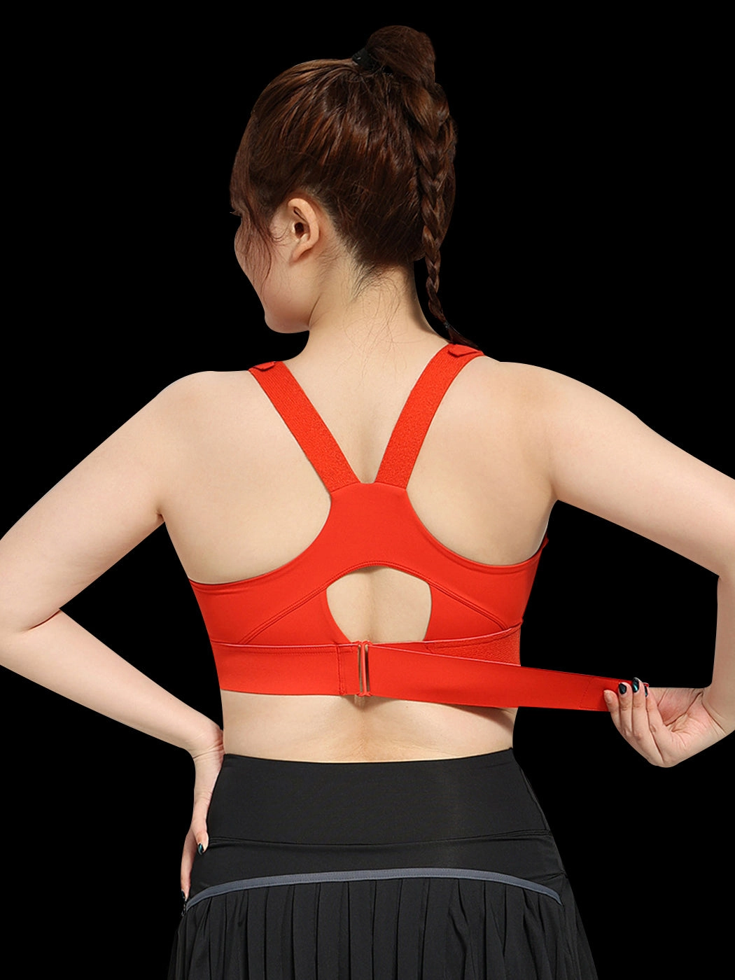 Front Zipper High-Impact Running Sports Bra with Velcro