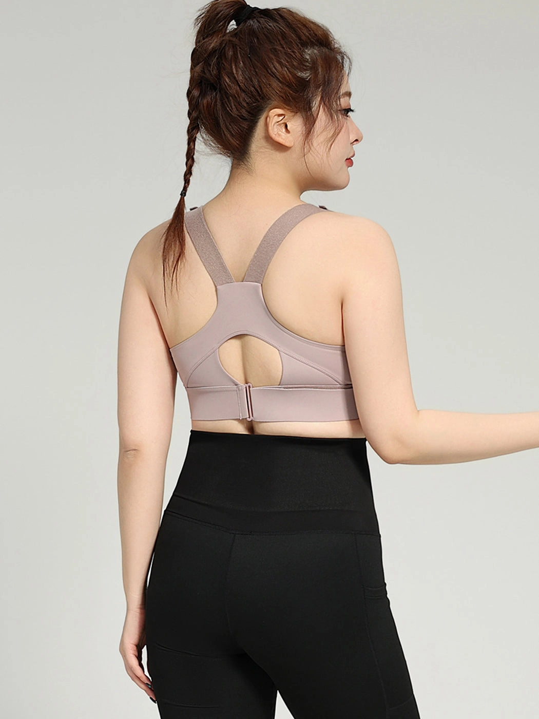 Front Zipper High-Impact Running Sports Bra with Velcro