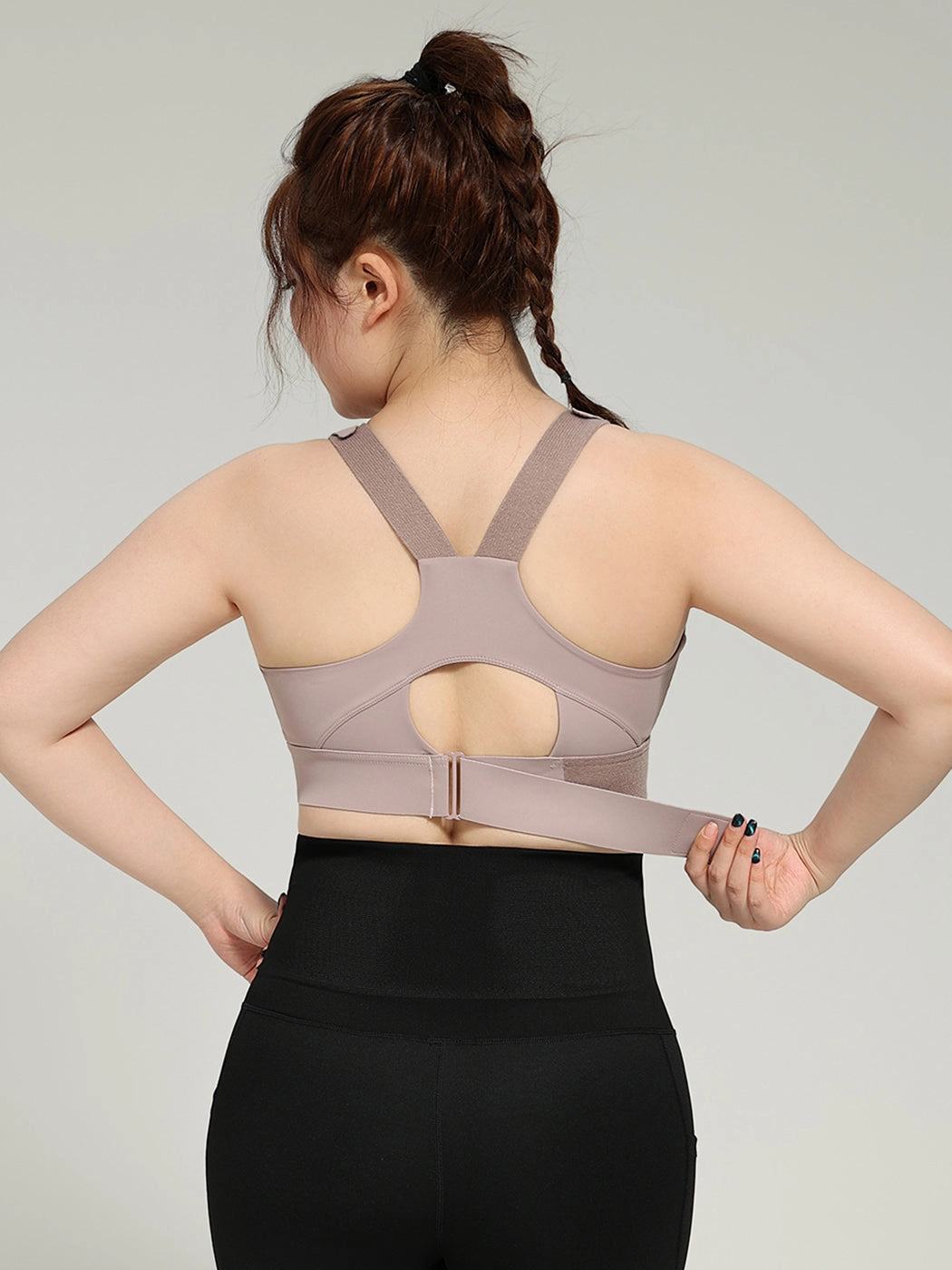 Front Zipper High-Impact Running Sports Bra with Velcro