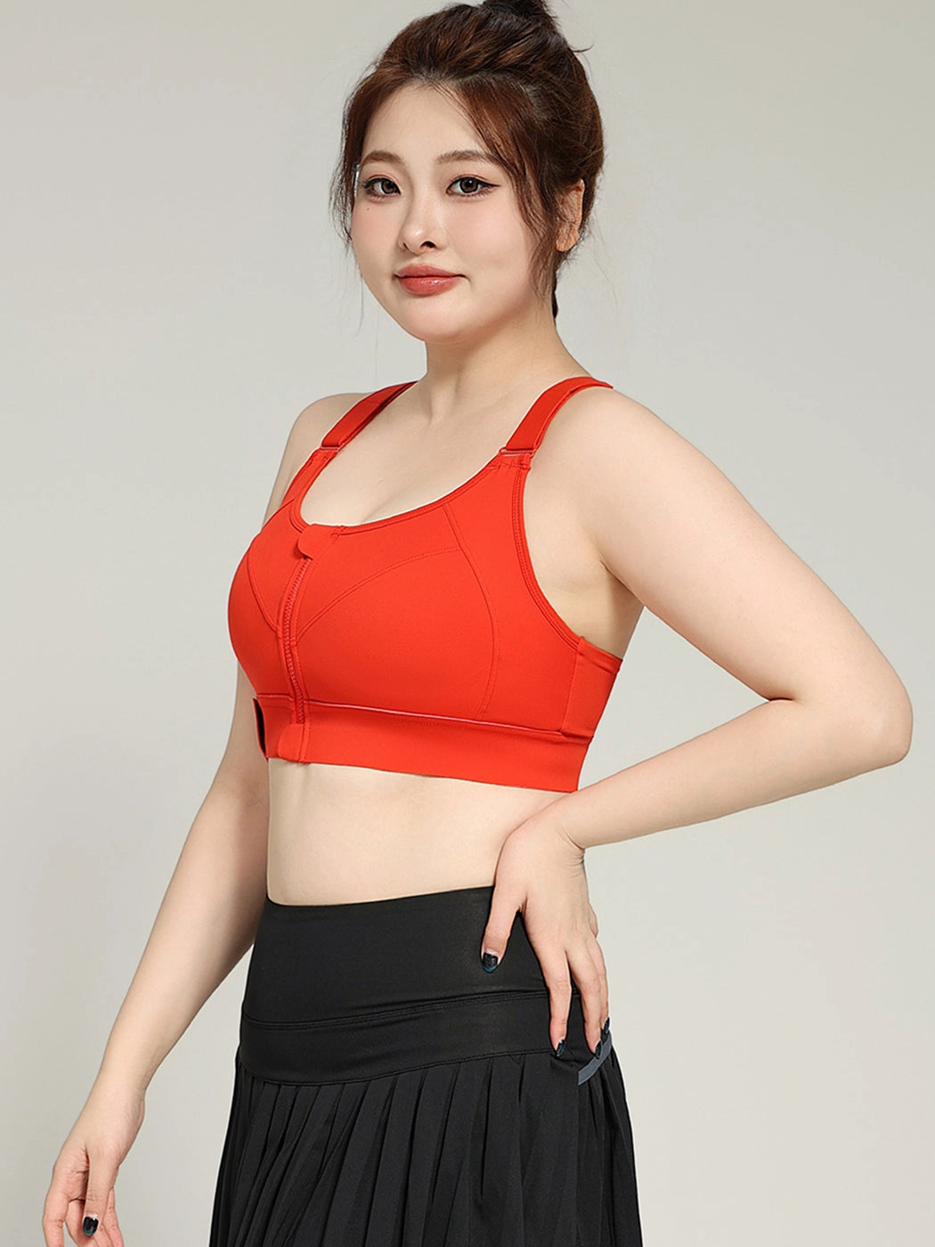 Front Zipper High-Impact Running Sports Bra with Velcro