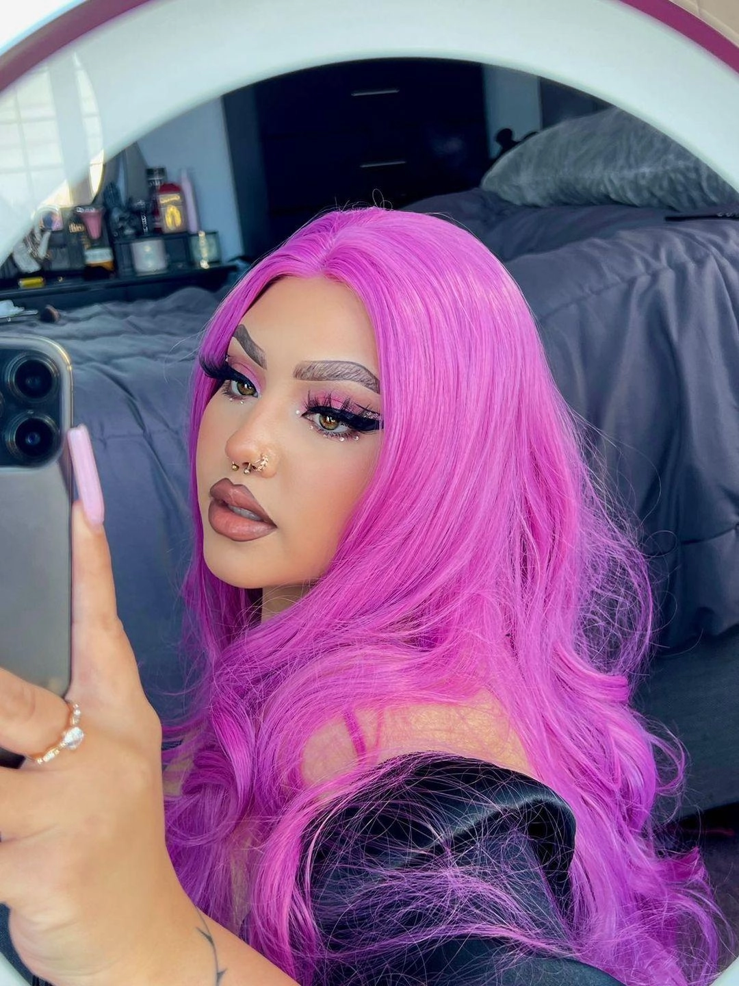 Grape Soda -Pink Purple Long Loose Wave Synthetic Lace Front Wig