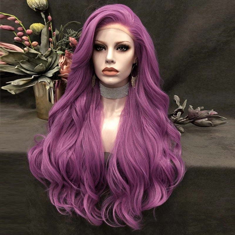 Grape Soda -Pink Purple Long Loose Wave Synthetic Lace Front Wig