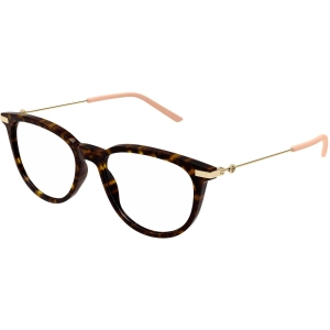 Gucci Women's Eyeglasses - Havana Acetate/Metal Panthos Frame Demo Lens | GG1200O 005