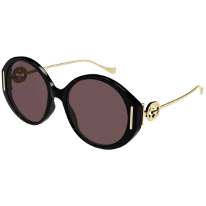 Gucci Women's Sunglasses - Black Acetate Full Rim Oval Frame Brown Lens | GG1202S 001