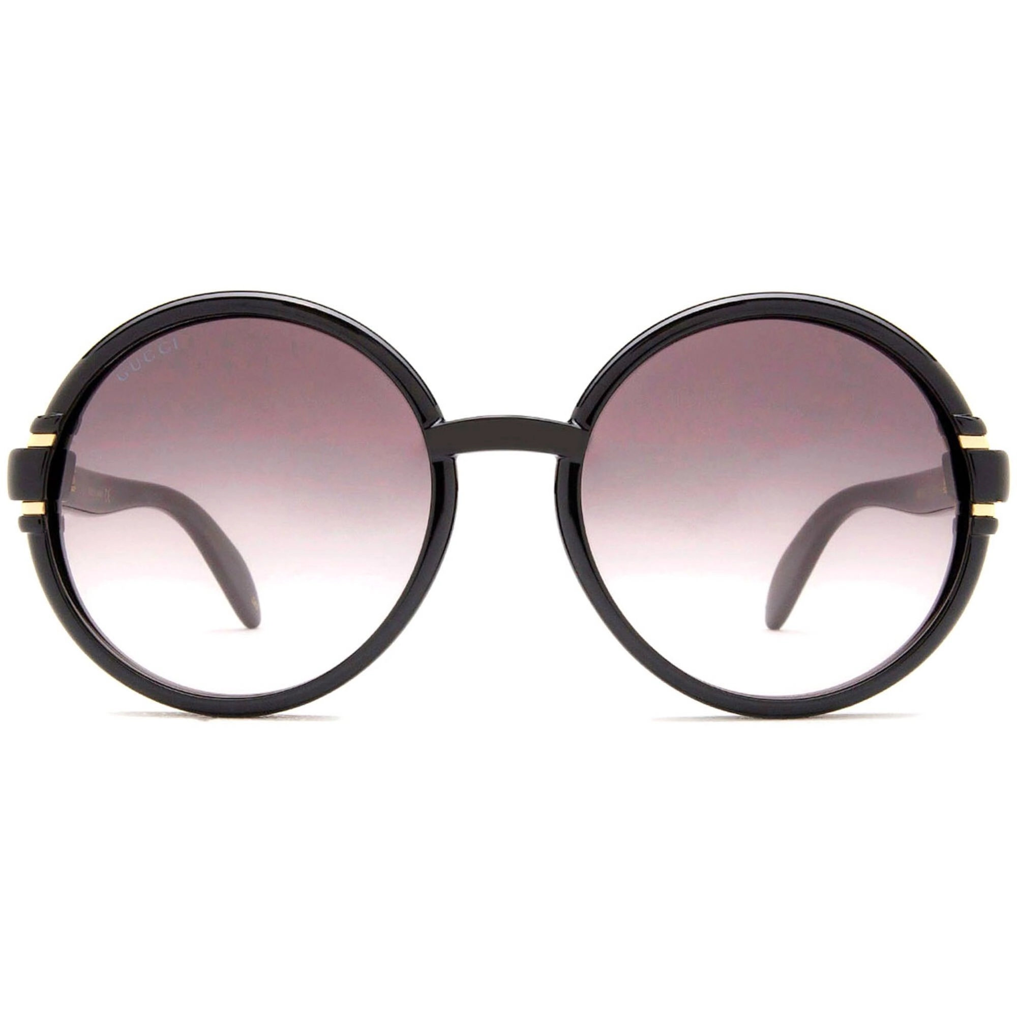 Gucci Women's Sunglasses - Full Rim Shiny Black Plastic Round Frame | GG1067S 001