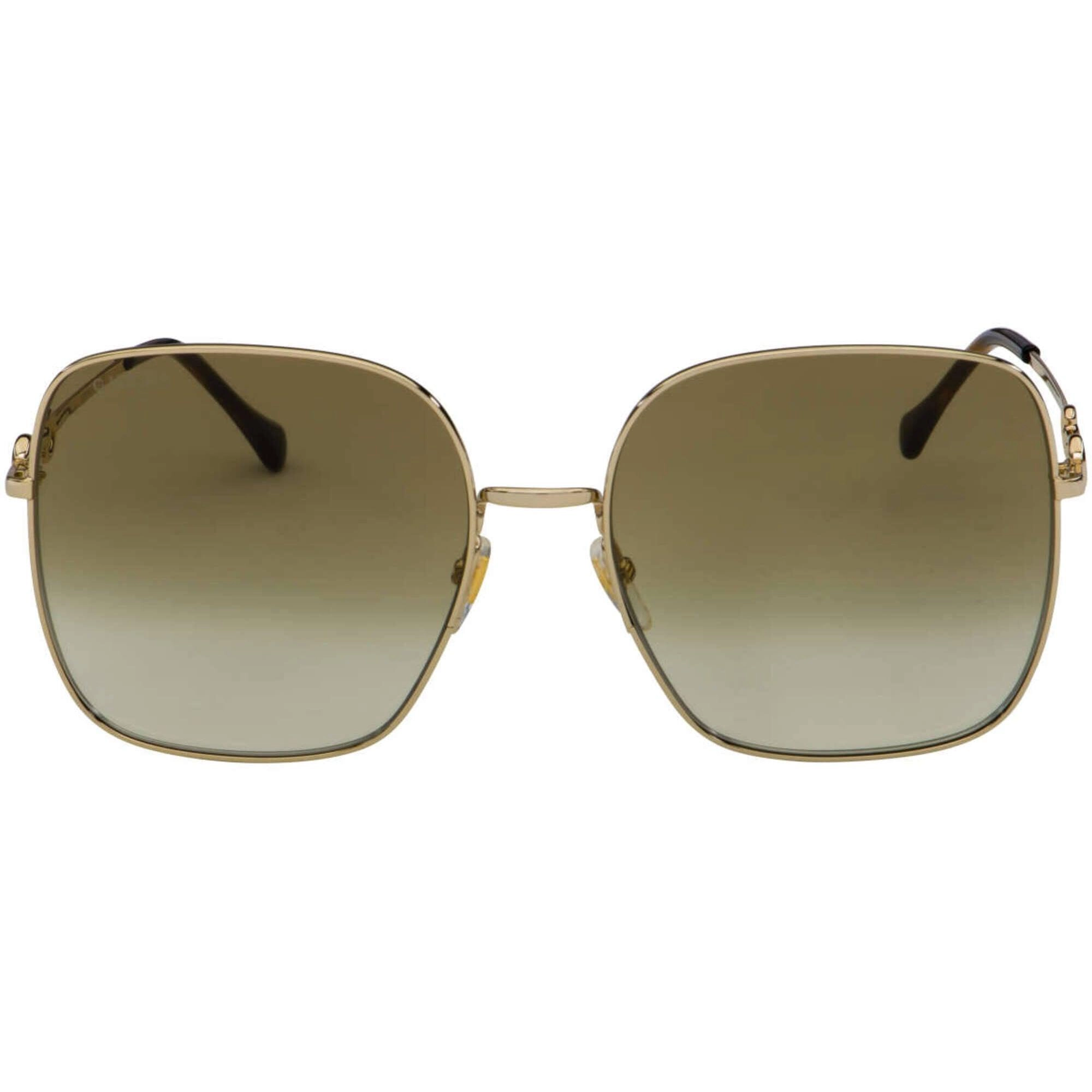 Gucci Women's Sunglasses - Gold Metal Full Rim Square Demo Lens Frame | GG0879S 002