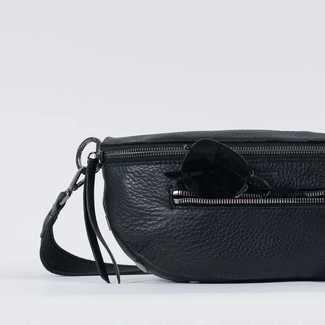 Hammitt Charles Small Leather Crossbody Bag Black/Gunmetal