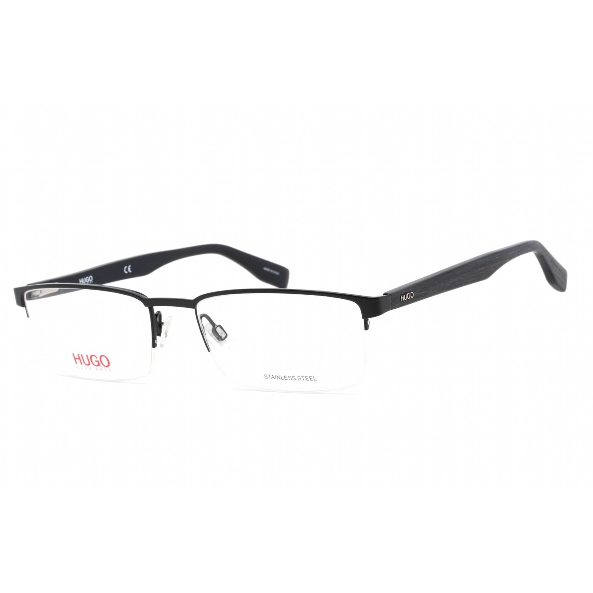 Hugo Men's Eyeglasses - Blue Wood Stainless Steel Rectangular Frame | HG 0324 02WF 00