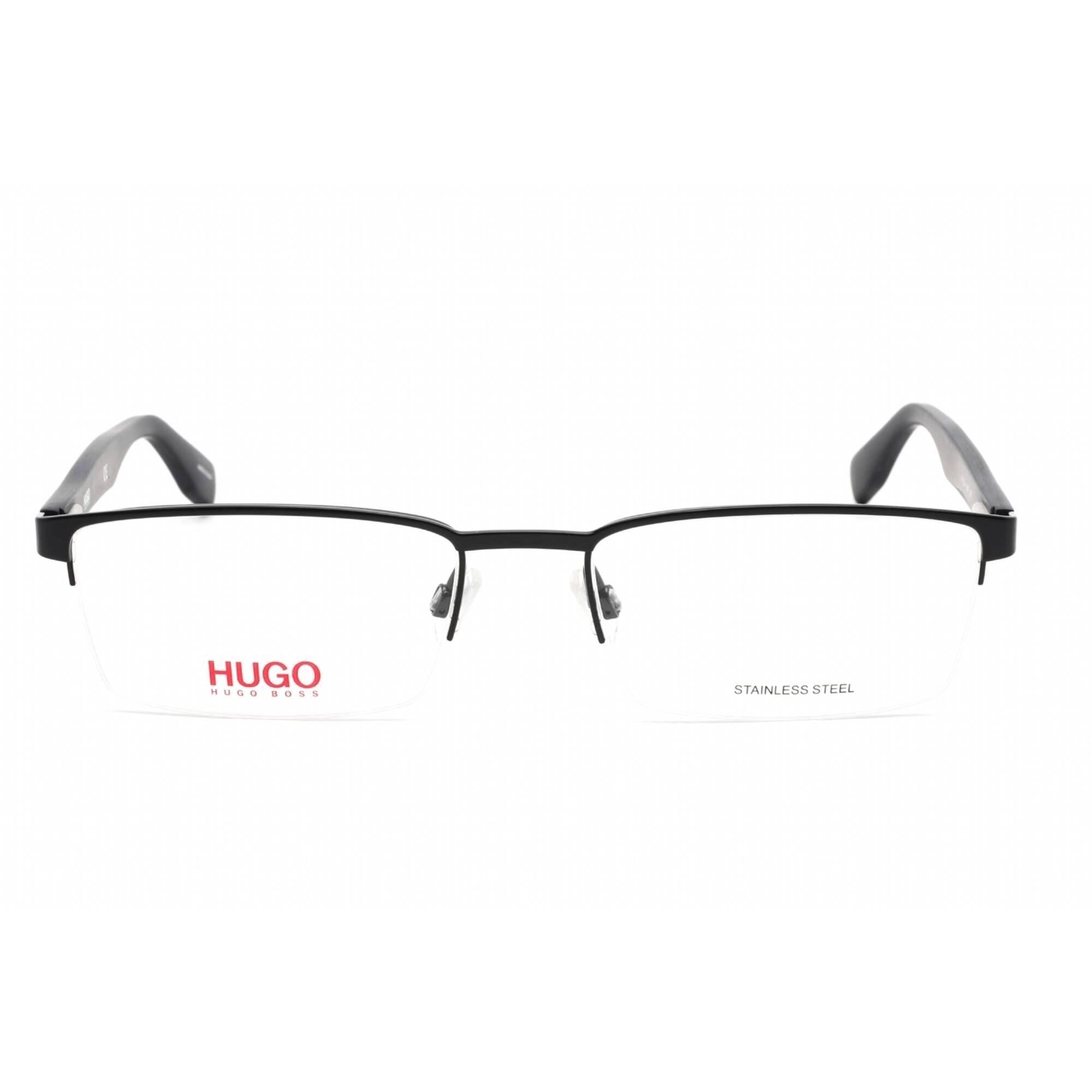 Hugo Men's Eyeglasses - Blue Wood Stainless Steel Rectangular Frame | HG 0324 02WF 00