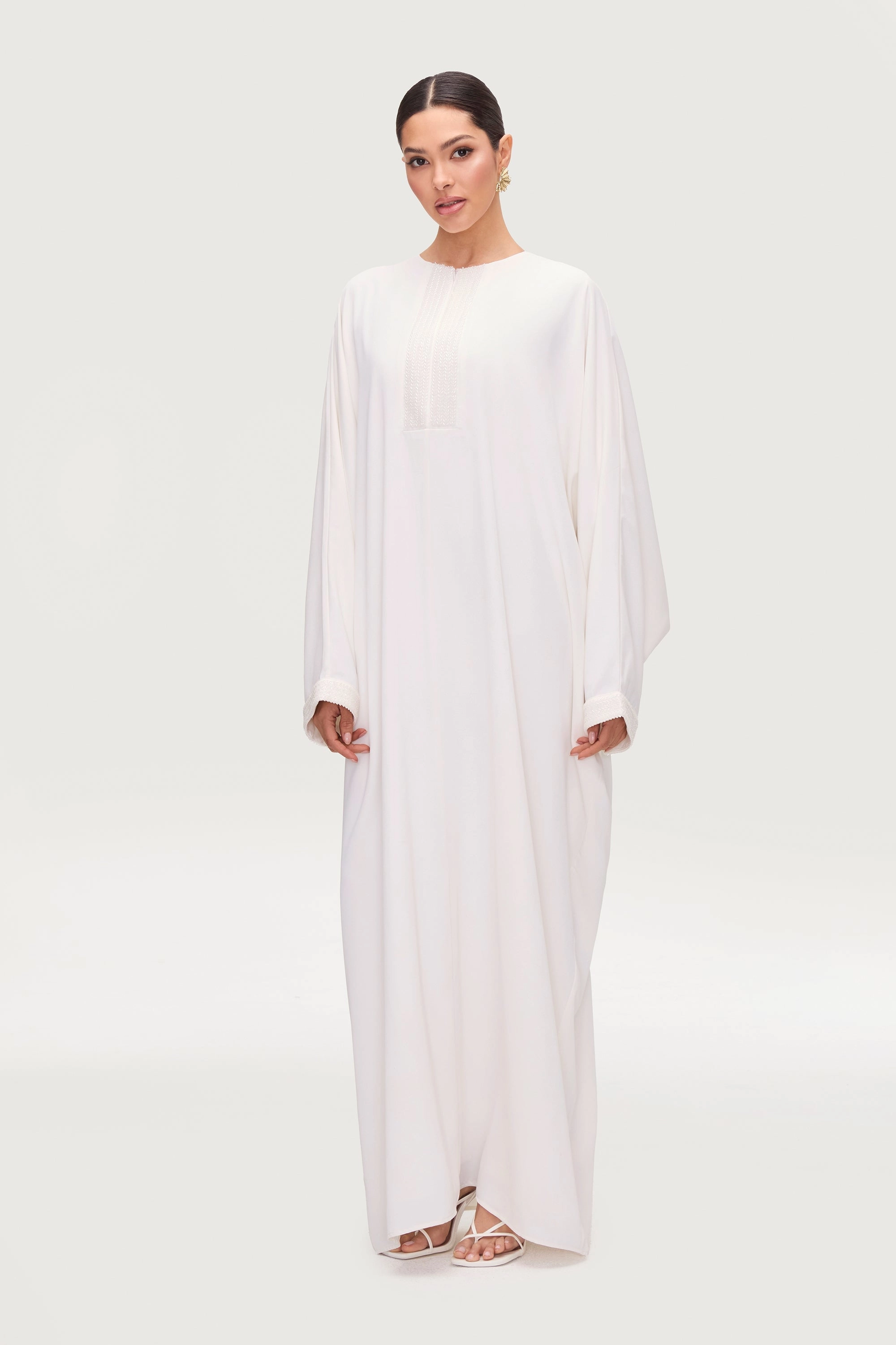Lina Embellished Abaya - White
