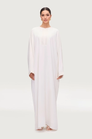 Lina Embellished Abaya - White