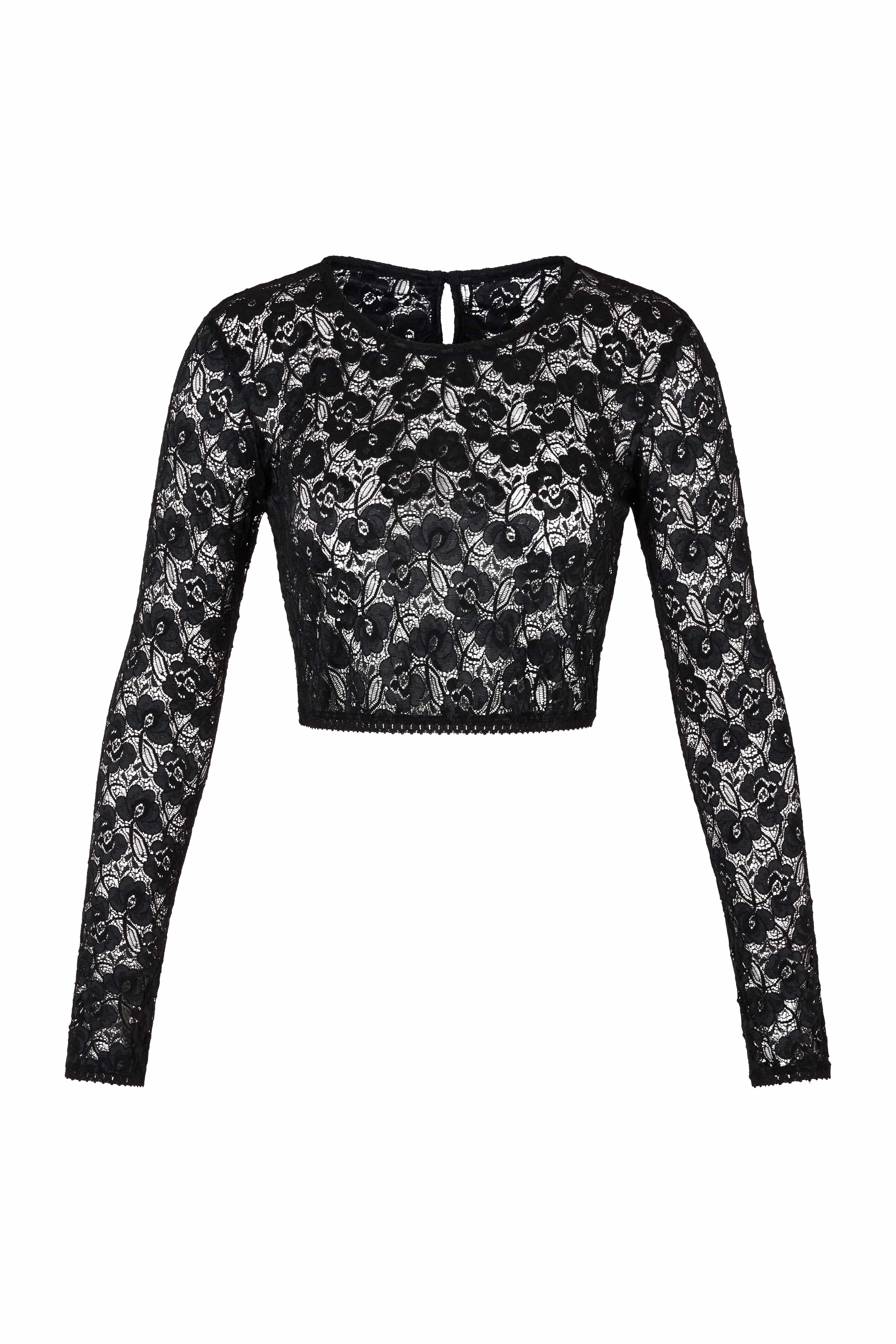 Long Sleeve Crop Top Black