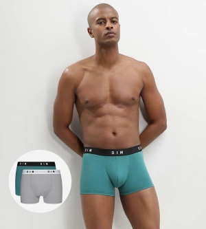 Lot de 2 boxers homme coton stretch Acier Vert Émeraude Dim Originals