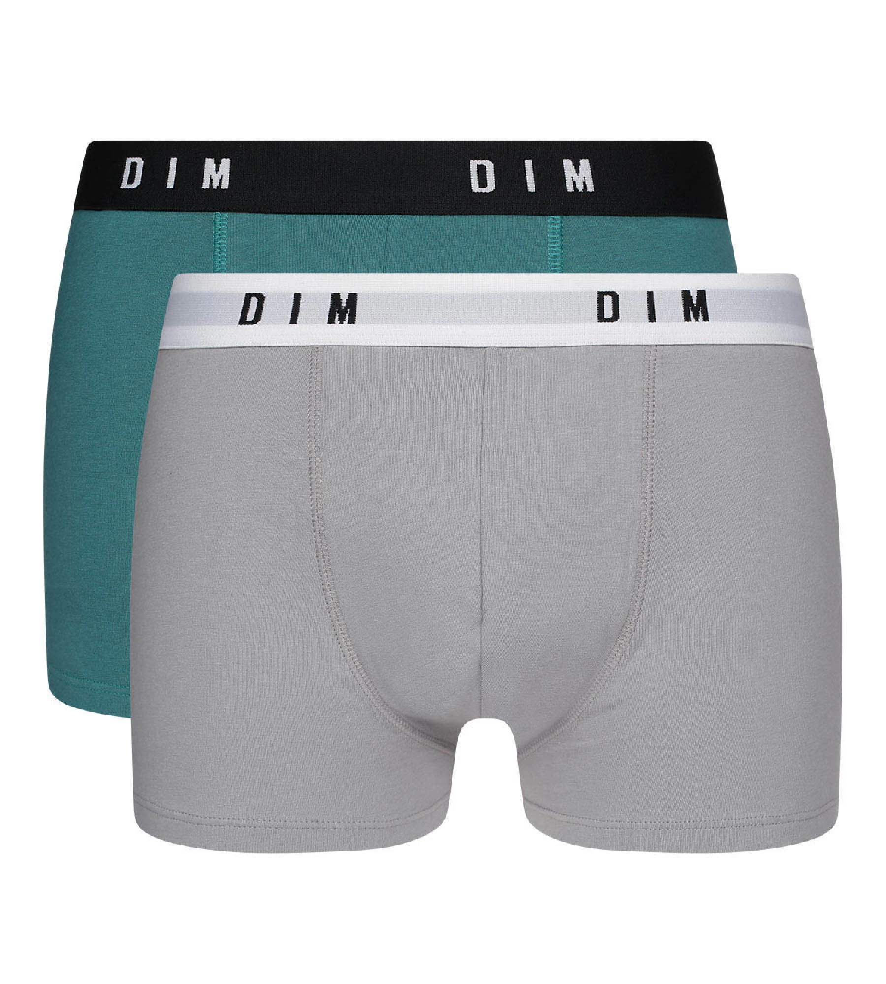 Lot de 2 boxers homme coton stretch Acier Vert Émeraude Dim Originals