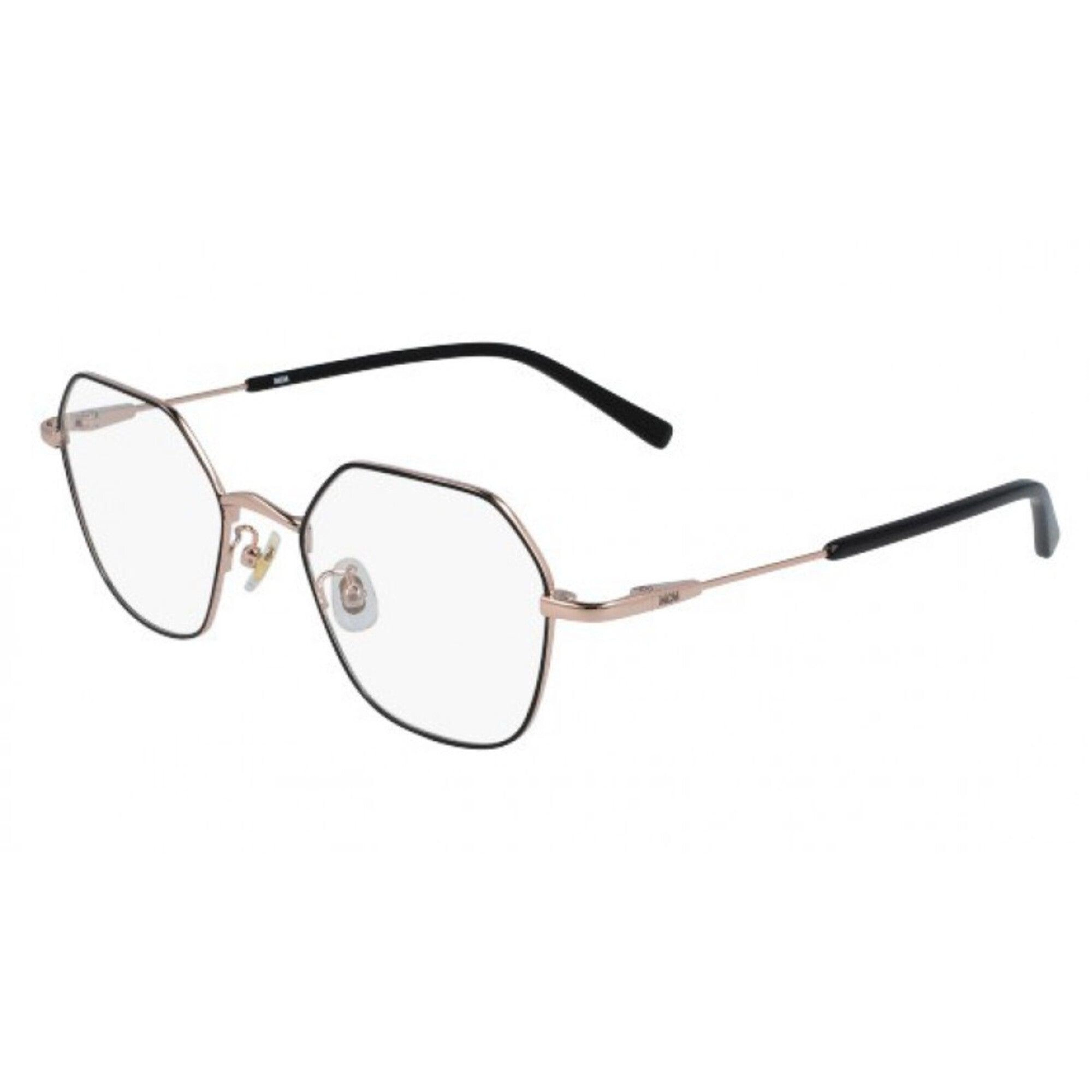 MCM Men's Eyeglasses - Shiny Rose Gold/Black Metal Geometric Frame | MCM 2141A 781