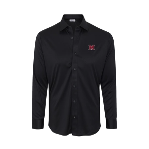 Miami Ohio Quattro Flex Dress Shirt with Semi-Spread Collar Black