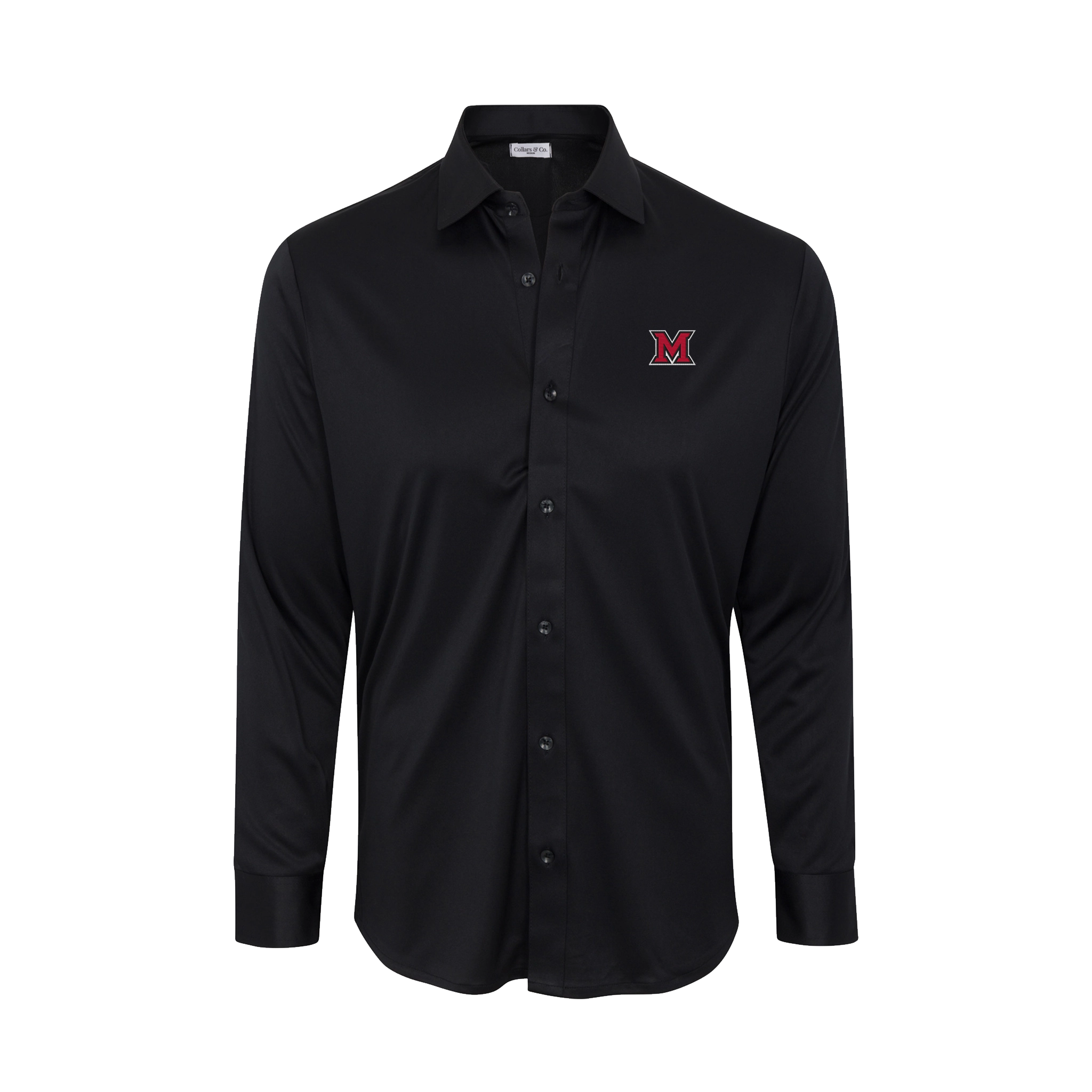 Miami Ohio Quattro Flex Dress Shirt with Semi-Spread Collar Black
