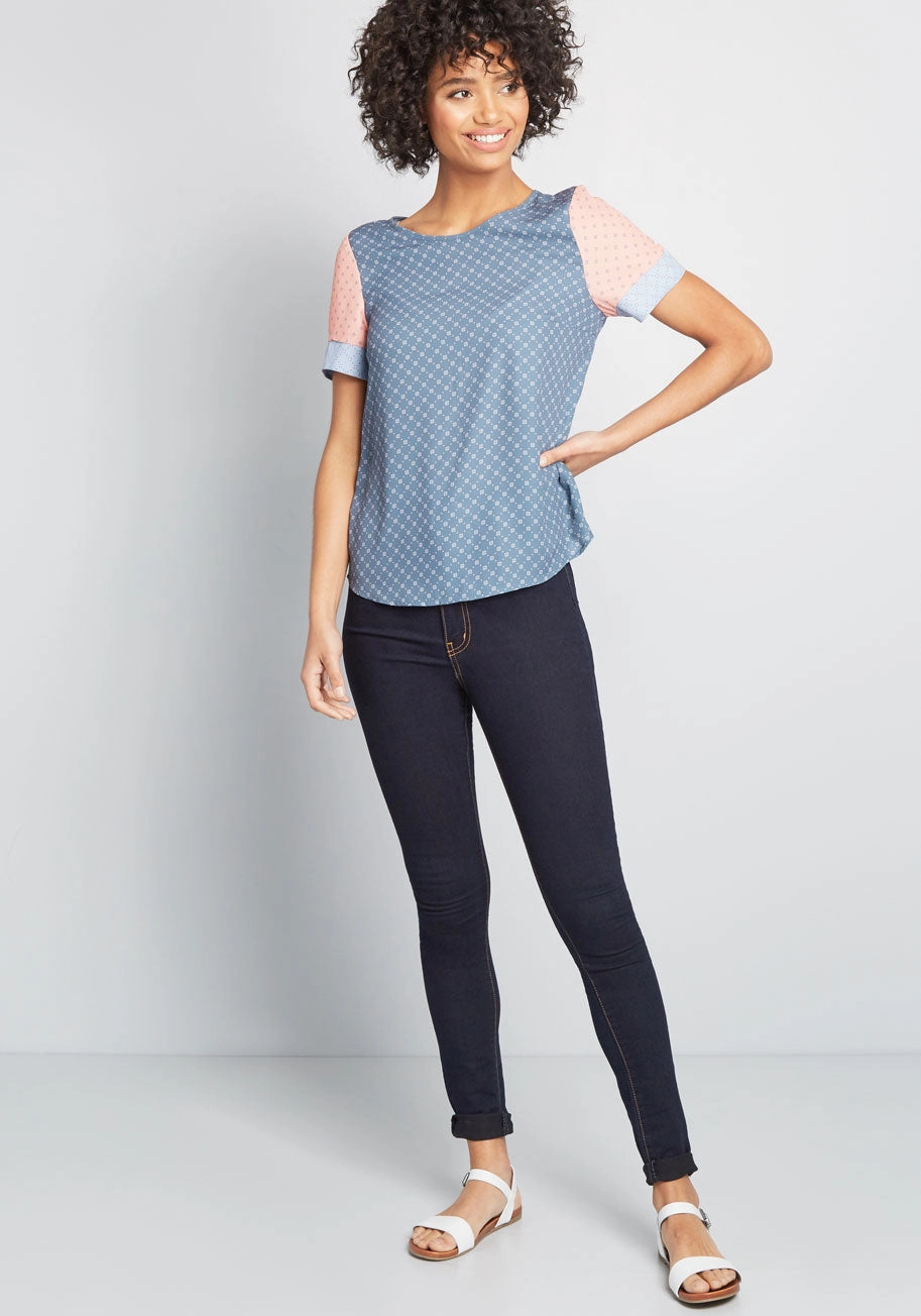Mixed Fresh Daily Short Sleeve Blouse