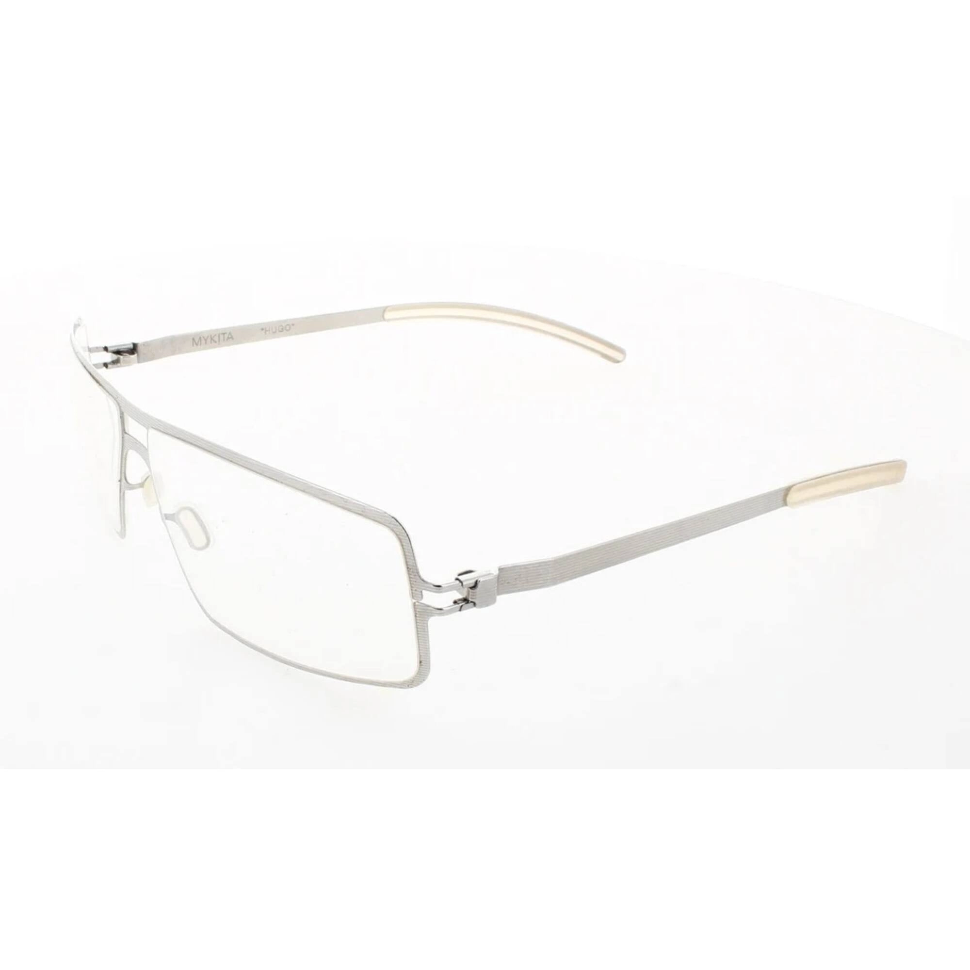 Mykita Unisex Eyeglasses - Silver Metal Rectangular Full Rim Frame | HUGO-SILVER-DEMO