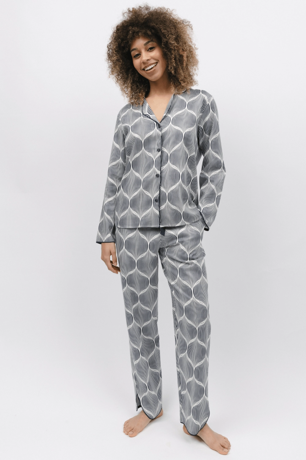 Nicole Geo Print Long Sleeve Pyjama Top