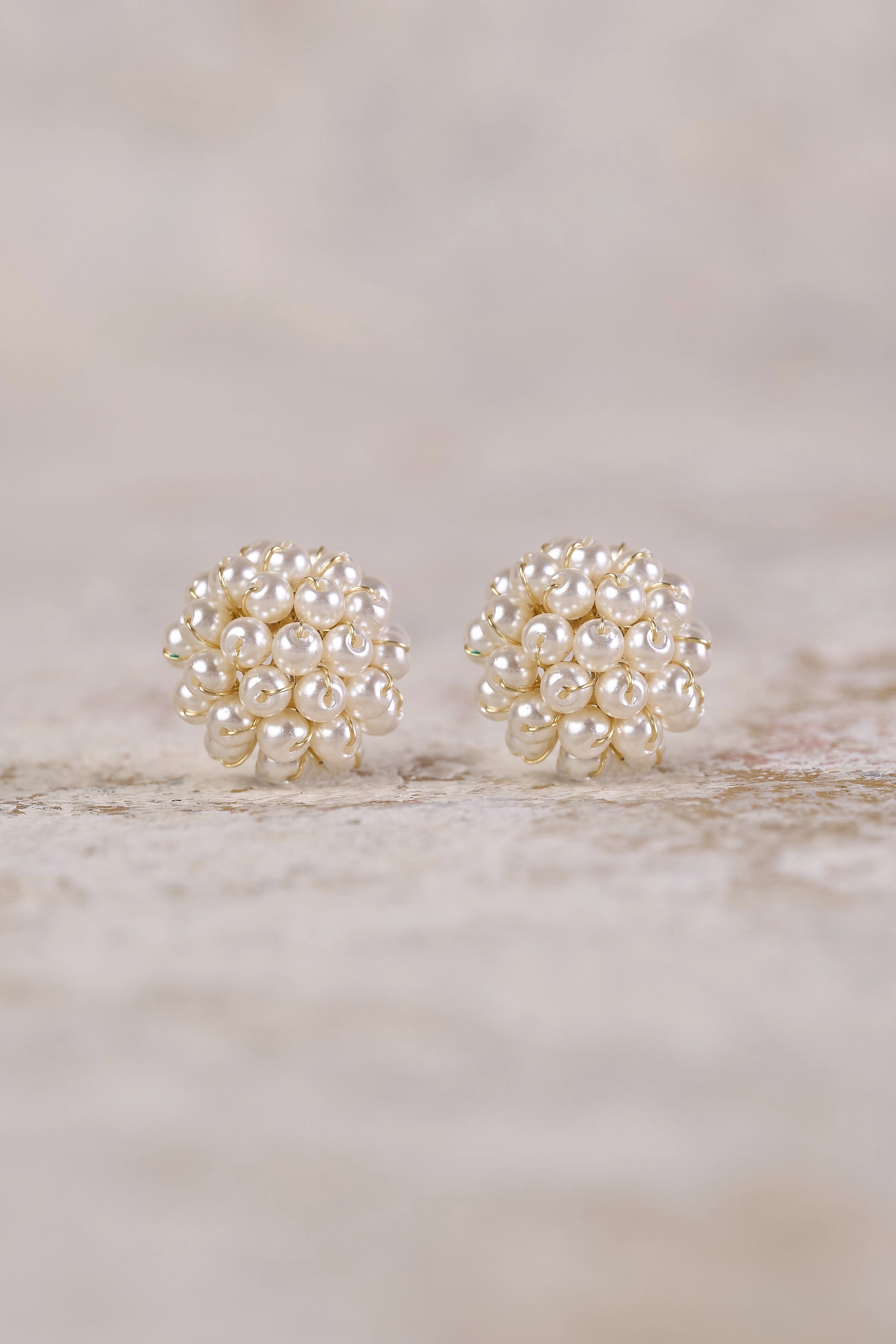 Pearl Cluster Earrings - White