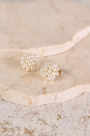 Pearl Cluster Earrings - White