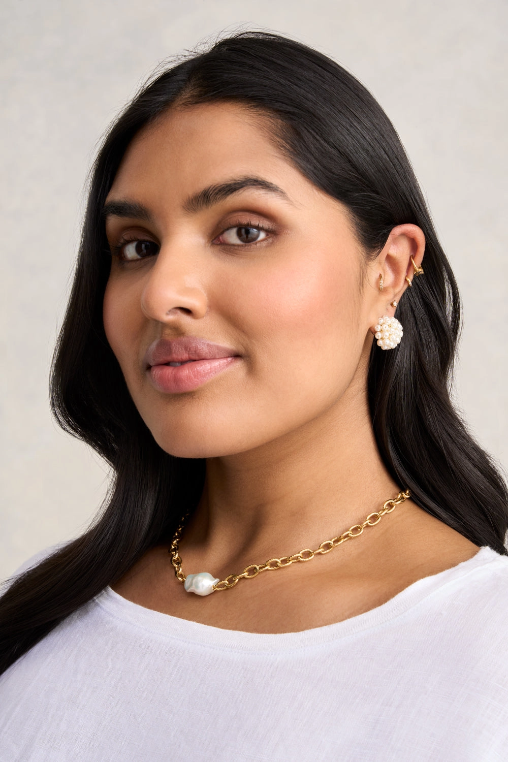 Pearl Cluster Earrings - White
