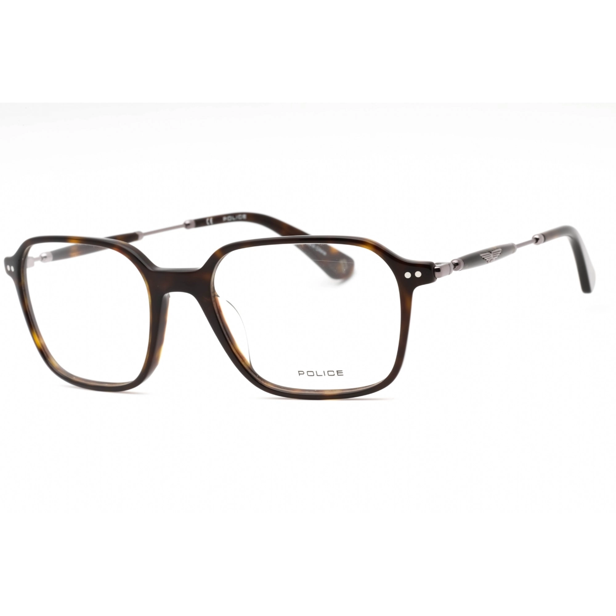 Police Men's Eyeglasses - Dark Tortoise Plastic Rectangular Full Rim | VPLE98 0722