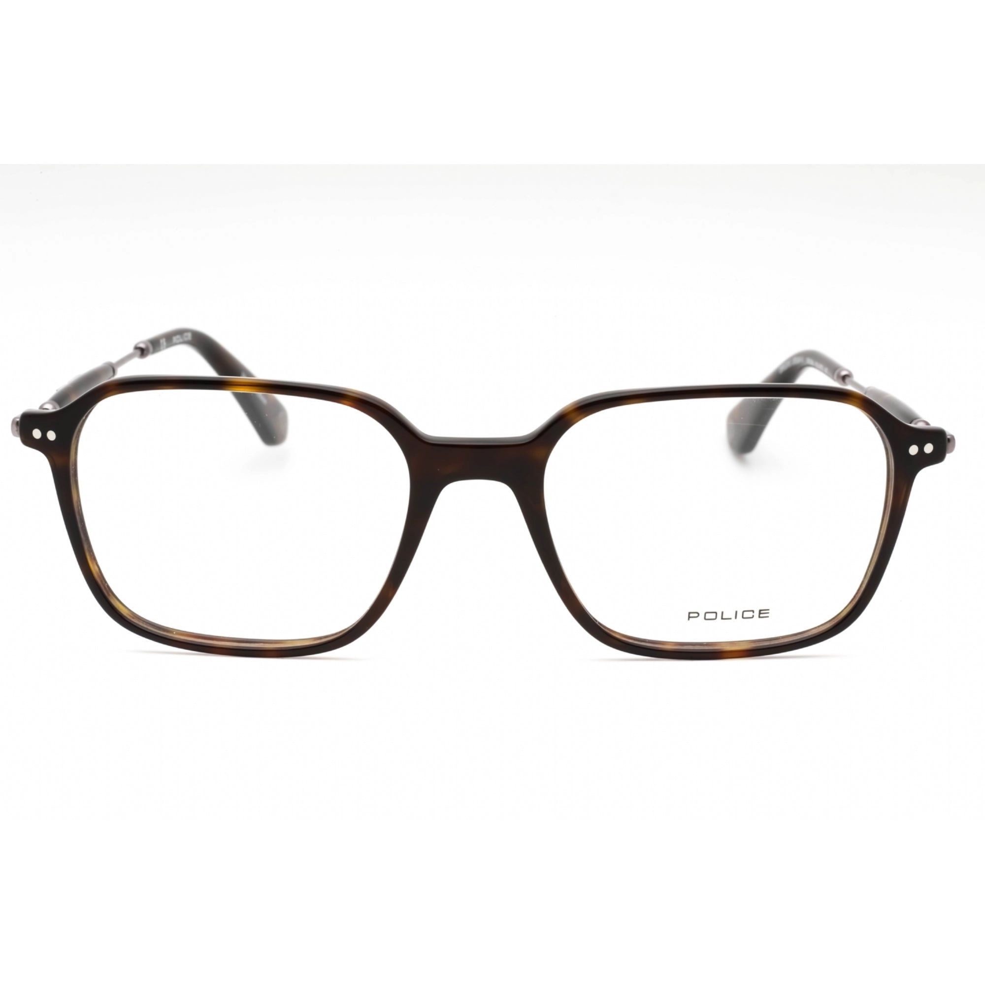 Police Men's Eyeglasses - Dark Tortoise Plastic Rectangular Full Rim | VPLE98 0722
