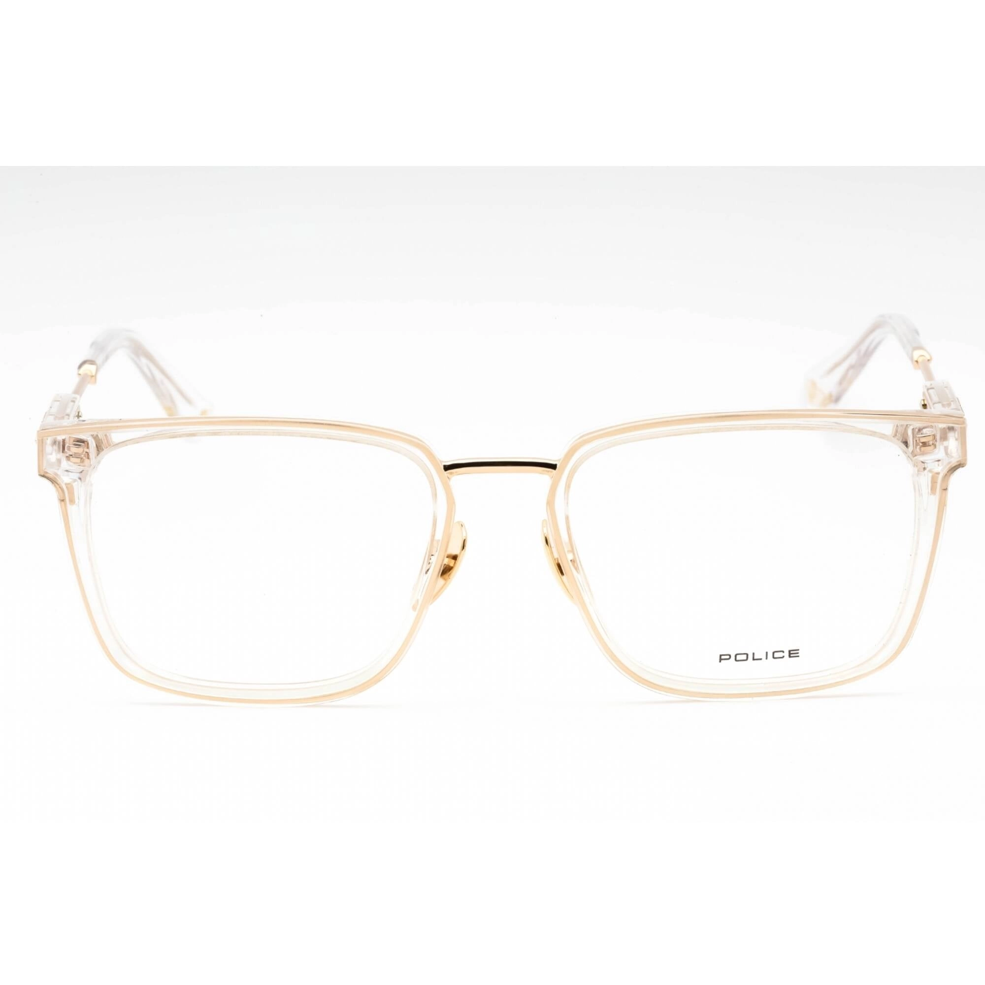 Police Men's Eyeglasses - Shiny Rose Gold Metal Square Full Rim Frame | VPLF09M 300Y