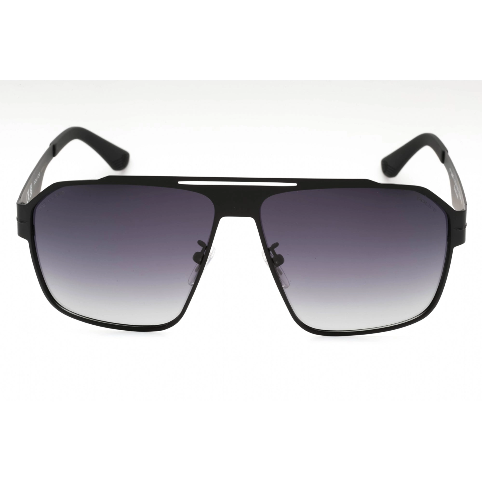 Police Men's Sunglasses - Shiny Black Metal Pilot Shape Full Rim Frame | SPLL08 530P