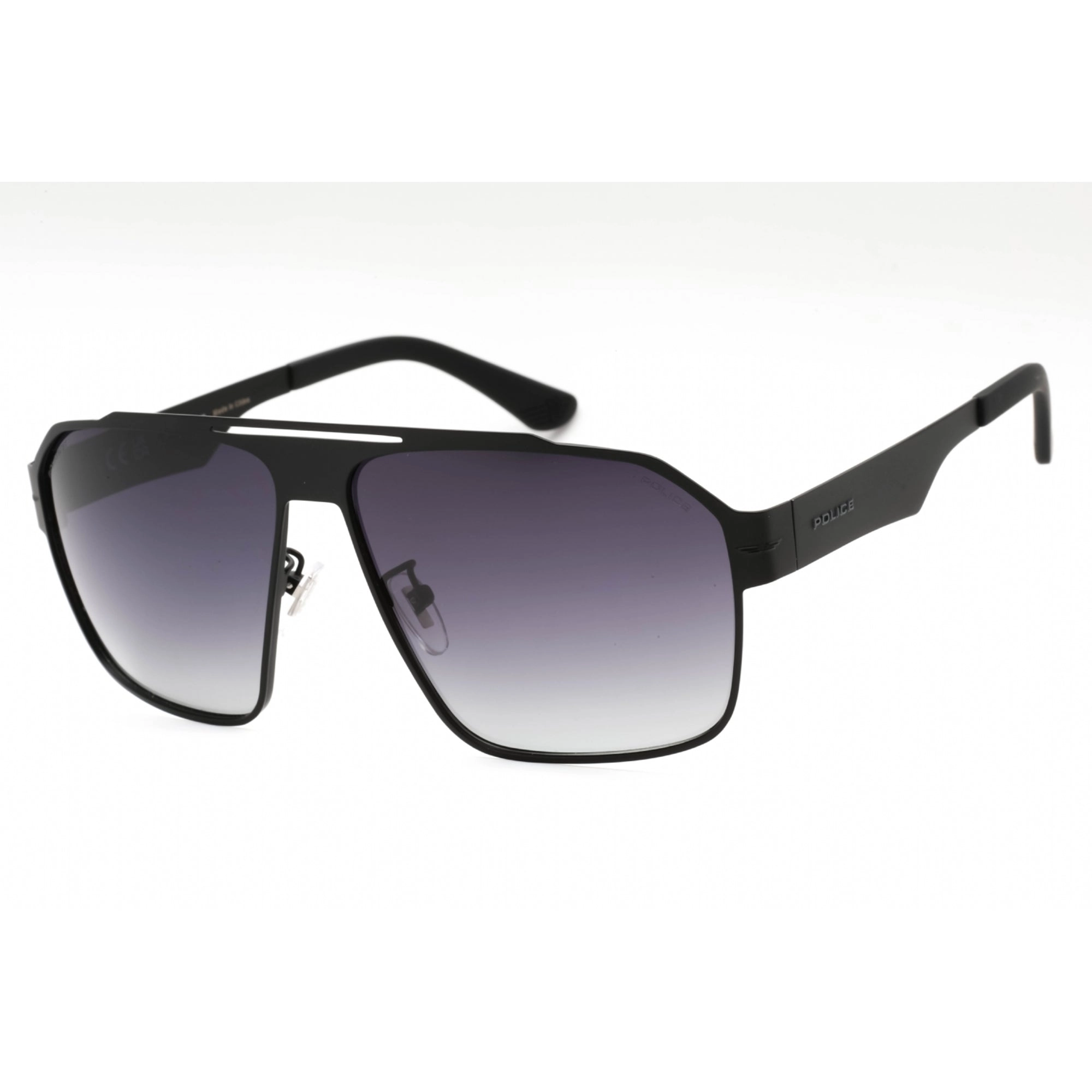 Police Men's Sunglasses - Shiny Black Metal Pilot Shape Full Rim Frame | SPLL08 530P