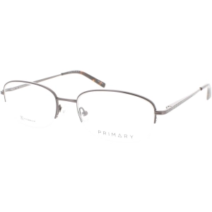 Primary Men's Eyeglasses - Demo Lens Metal Oval Shape Half Rim Frame | Pt102 Brown