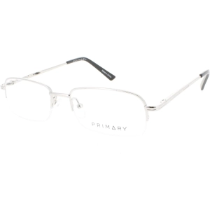 Primary Men's Eyeglasses - Demo Lens Metal Rectangular Half Rim Frame | 1086 SILVER