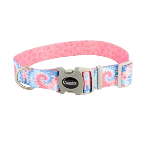 Sublime® Adjustable Dog Collar Pink Tie-Dye Medium