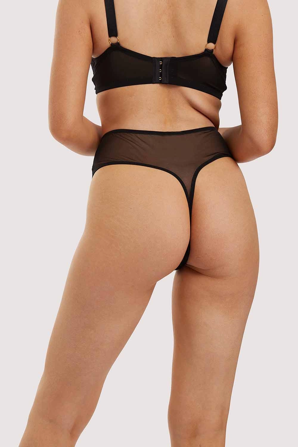 Suede Lace Black Thong