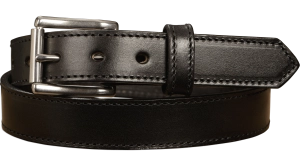 The Commander: Men's Black Stitched Leather Belt 1.25"