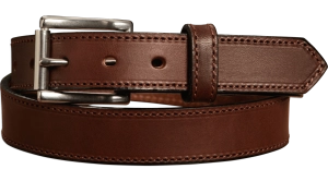 The Commander: Men's Brown Stitched Leather Belt 1.25"