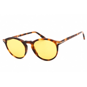 Tom Ford Unisex Sunglasses - Full Rim Blonde Havana Plastic Round Frame | FT0904 53E