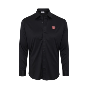 Utah Quattro Flex Dress Shirt with Semi-Spread Collar Black