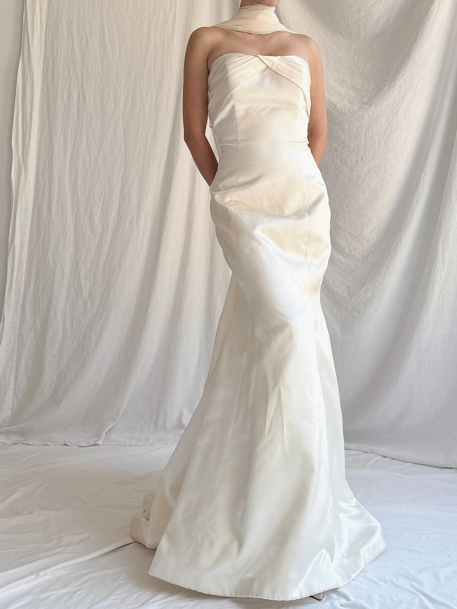 Vintage Monique Llhuilier Bliss Silk Strapless Gown - S/6