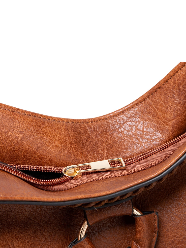 Vintage Tassel PU Leather Large Purse Shoulder Bag for Women